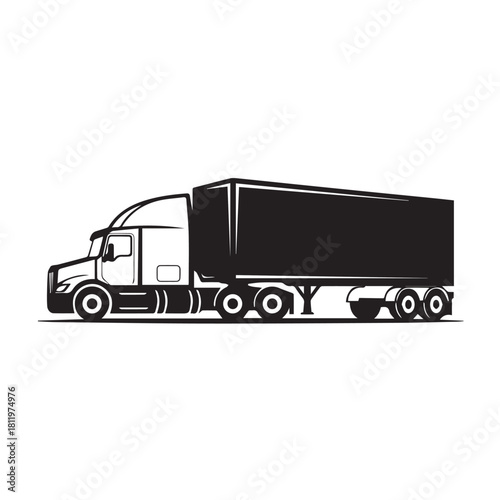 Semi Truck File, Truck Silhouette, Tractor Trailer, Freight Truck Clipart