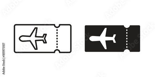 Plane Ticket icons set. Pixel Perfect scalable icons.