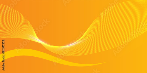 PrintAbstract blue and yellow wave wide background banner curve element with line blue pettern space for text and message design, overlapping layers.