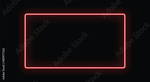 Glowing red neon rectangle frame on