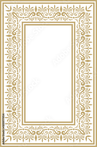 Classic Greek golden square ornament. Vector pattern, ancient Hellenic rectangle. European border.