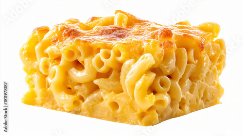 Mac and cheese isolated on white background, a classic comfort food dish