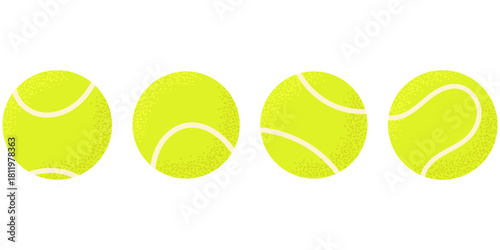 Vector set of yellow tennis balls. Simple modern sport design for tennis club, training, competition and athletic equipment concepts.