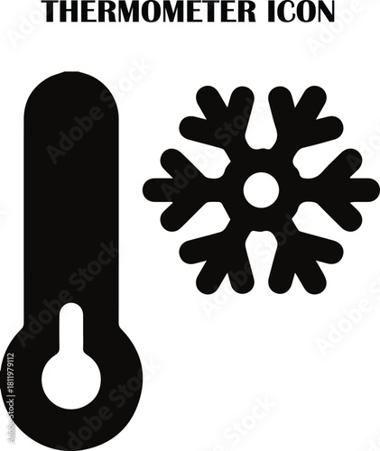 Thermometer vector icon showing temperature measurement in a simple, modern line style