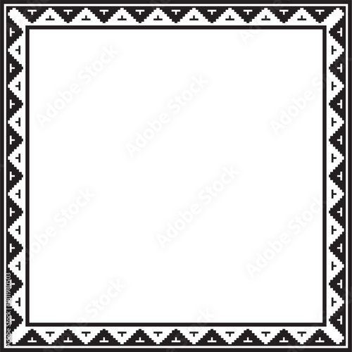 Vector black monochrome square stencil classic byzantine ornament. Rectangle, border, Ancient Greece, Eastern Roman Empire frame. Decoration of the Russian Orthodox Church