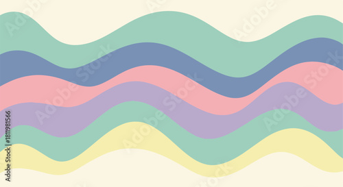 Soft pastel wavy layers background vector illustration