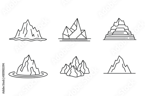 Iceberg line art icon vector illustration