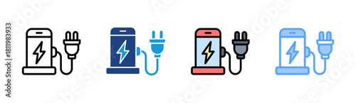 Charger icon set multiple style collection