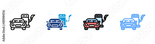 Charging Station icon set multiple style collection