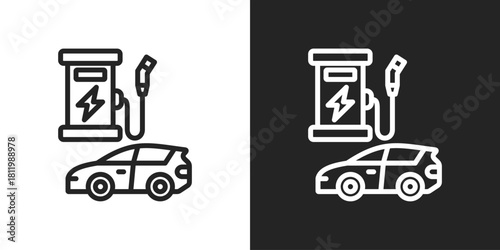 Power Supply Icon In Black And White Line Style