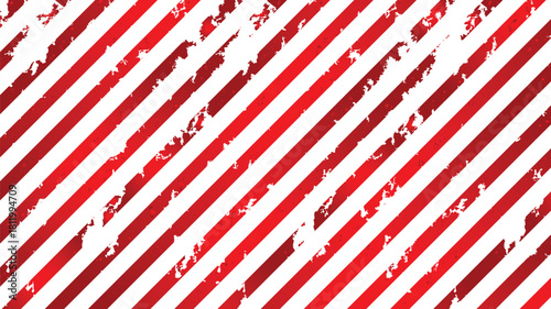 Diagonal red and white striped pattern with a distressed, textured appearance, resembling a warning sign.