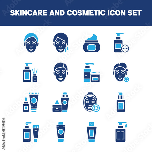 Clean Flat Icons for Makeup, Personal Care, and Cosmetic Packaging
