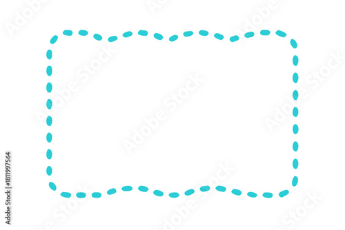 Light blue dashed rounded frame with wave edges