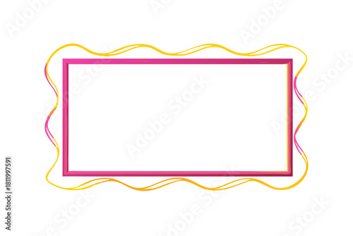 Colorful pink frame with wavy yellow outer border