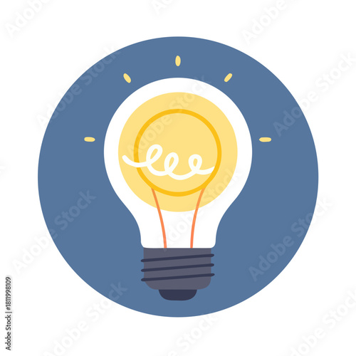 Yellow lightbulb icon with creative spiral filament