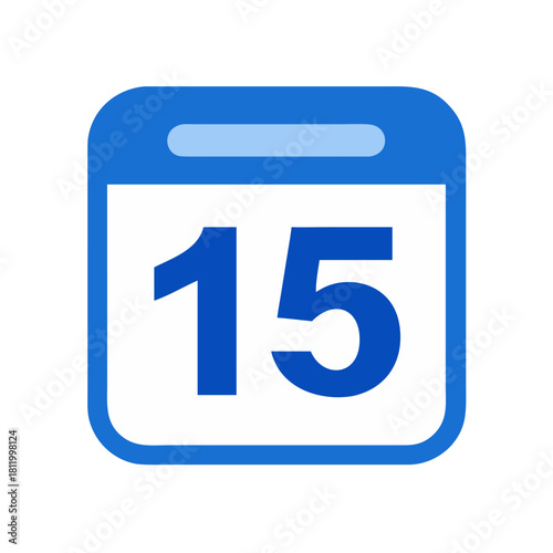 Blue calendar icon with number fifteen
