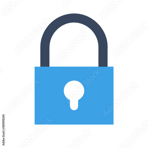 Blue padlock icon in flat modern style