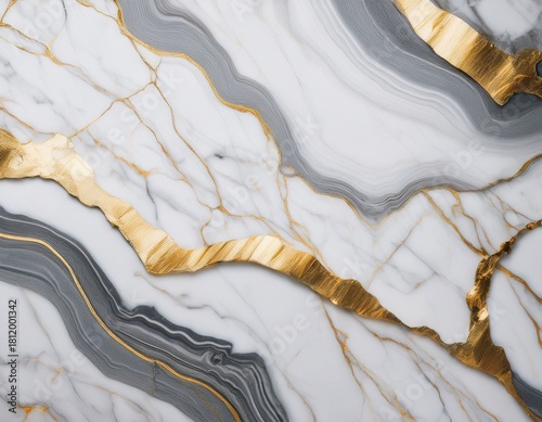 a detailed close up shot of white marble with gold and gray veining pattern design