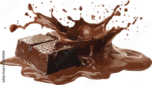 Delicious Chocolate Covered with Splash of C - Artistic Drawing Stock Photo