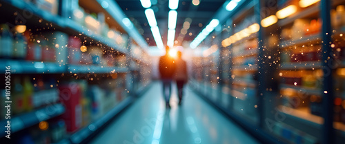 An abstract portrayal of consumer behavior trends. Create an intriguing composition with a center focus and ample copy space for marketing messages.