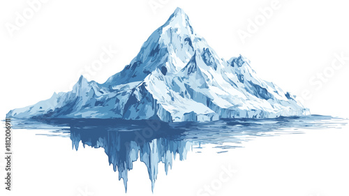 Detailed Mountain Drawing with Beautiful Landscape View Illustration