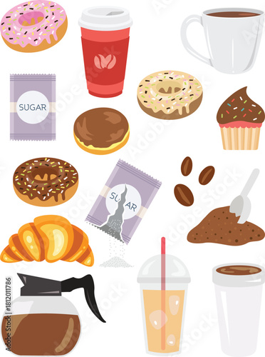 Morning Coffee and Sweet Breakfast Treats Collection