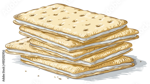 Crisp White Cracker Stack on White Background for Creative Designs