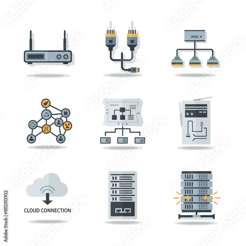 Modern Black Router with Two Antennas, Network Connectivity Icon.