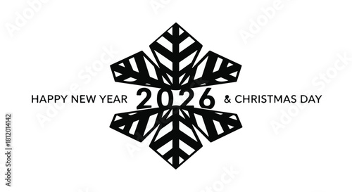 Celebrate the arrival of 2026 with a festive snowflake design, marking the joy of New Year and Christmas.