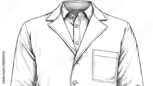 Professional White Lab Coat with Pocket - Vector Illustration
