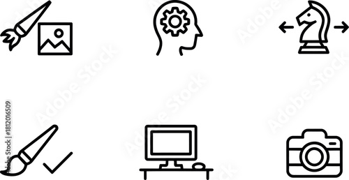 Set of business and strategy line vector icons