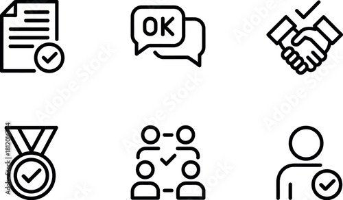Set of business and management line icons isolated on