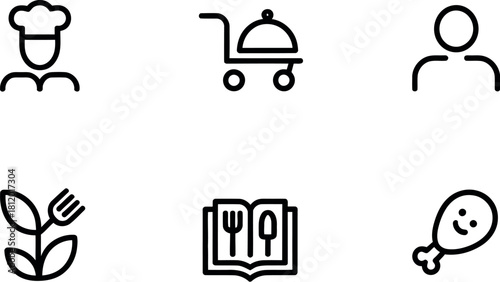 Set of food icons isolated on