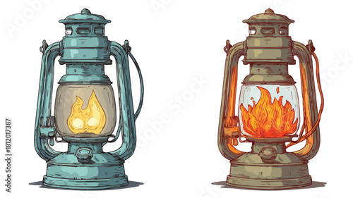 Illuminated Lantern with Fire Inside for Atmospheric Ambiance