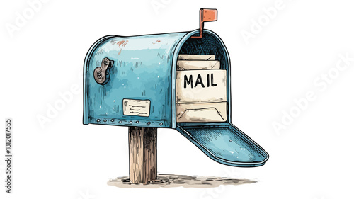 Mailbox with 'mail' in corner vector illustration for professional designs