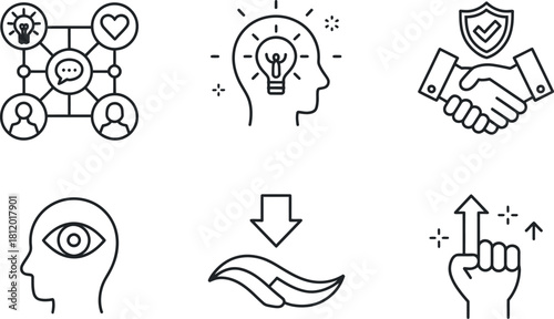 Business and management icon set isolated on