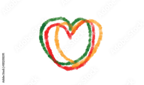 Love heart shape green yellow orange red golden color object dicut sign symbol black history month january february montn africa america celebration freedom event black history month event banner love