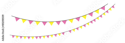 Transparent PNG available
Carnival garland, Bunting flags banner, birthday party decoration isolated on transparent background. Vector illustration.