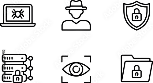 Cyber security icon set isolated on