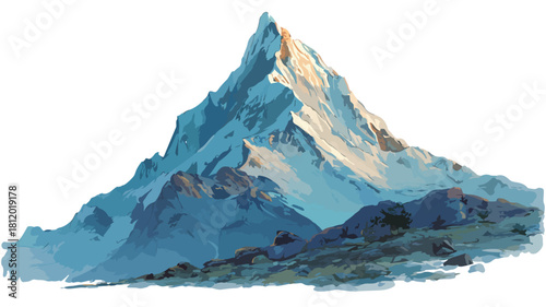 Serene Mountain Painting with Background View