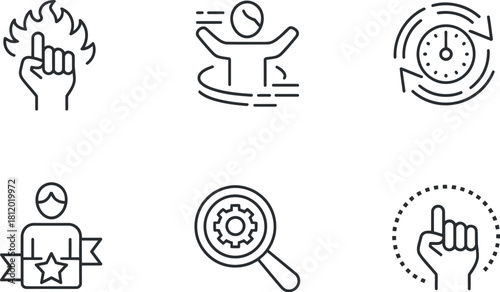 Collection of motivation icons isolated on