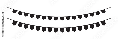 Black bunting flags displayed in curved arrangements simple graphic design.