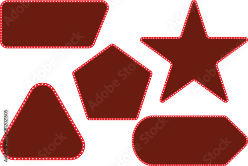 Realistic Star Marquee Sign Box Set Retro Vintage Light Board Collection with Red Neon Cinema Frames and Glowing Gold Lights, Perfect for Circus, Casino, Karaoke Bar, and Open Mic Promotions