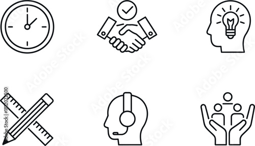 Outline icons set isolated on