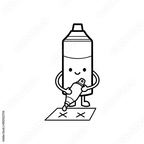 Funny cartoon spray paint character drawing graffiti, isolated on perfect for creative projects