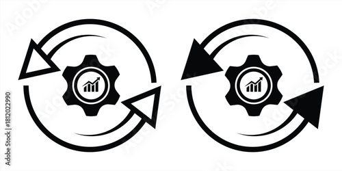 optimization icon set. Symbol of growth and efficiency. Vector illustration.