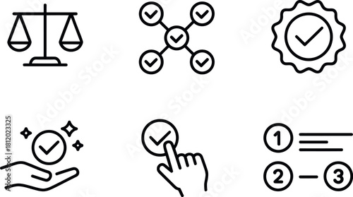 Set of quality control icons isolated on