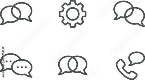 Communication and settings icons isolated on