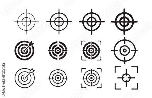 Collection of target and crosshair icons for aiming and shooting concepts vector