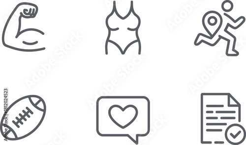 Fitness and sport line icons isolated on
